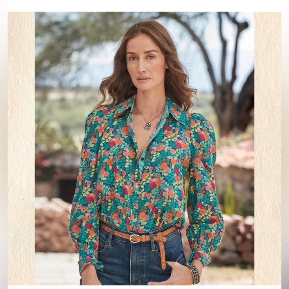 🐬 Sundance Rosie Vine Floral Long Sleeve Blouse